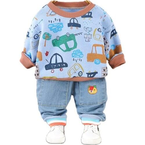 Spring Autumn Children Fashion Clothes Girls Boys Cotton Jacket Pants 2Pcs sets Toddler Cartoon Costume Infant Kids Tracksuits