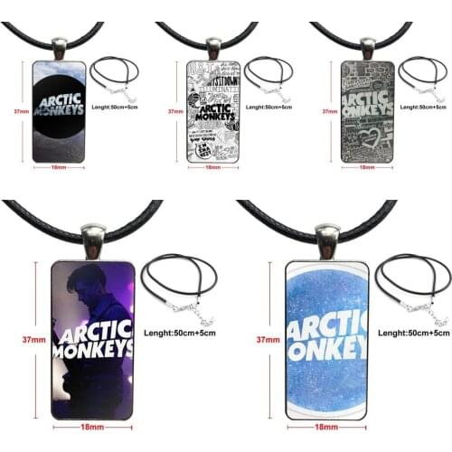 For Girls Best Gift Jewelry With Steel Plated Glass Cabochon Choker Long Pendant Rectangle Necklace Arctic Monkeys Logo