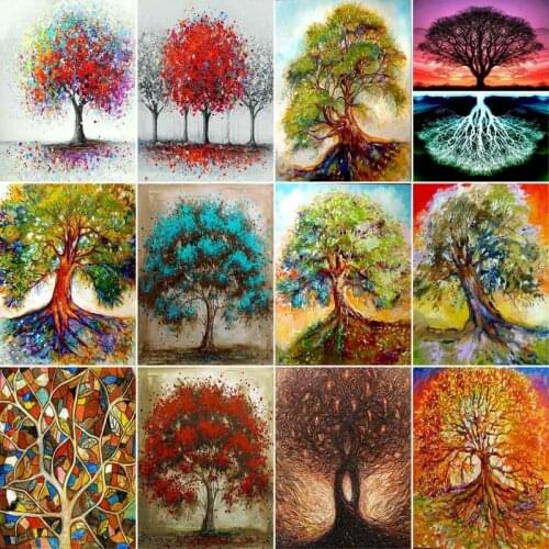 GATYZTORY 60x75cm Frame DIY Painting By Numbers Kits Abstract Tree Modern Home Wall Art Picture Landscape Paint By Numbers