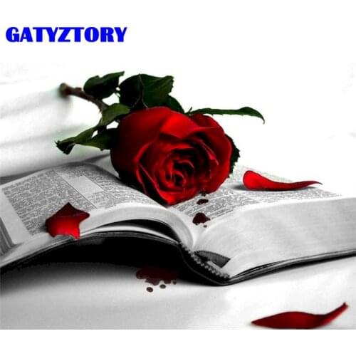 GATYZTORY Paint By Numbers For Adults Children HandPainted Acrylic Painting Landscape Rose And Book Picture Drawing DIY Gift