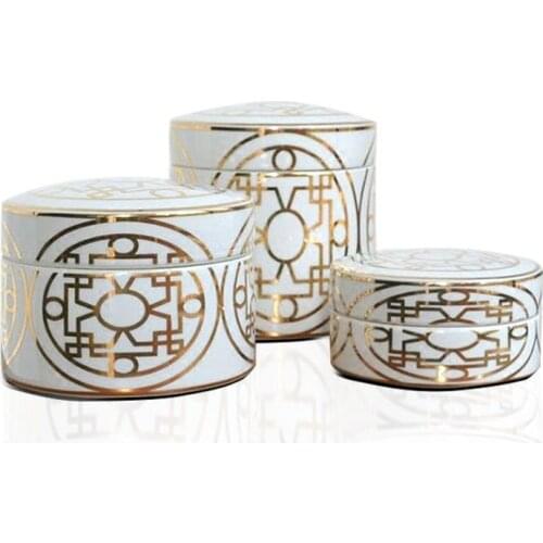 Jingdezhen Porcelain jar vase European Style Gold Stripe Storage pot With Lid ceramic jar