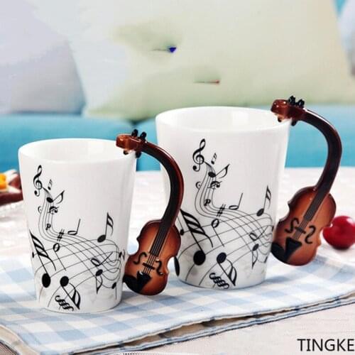 240ml Music Maker Guitar Violin Style Ceramic cup Coffee Tea Milk cup Home Water cupGift