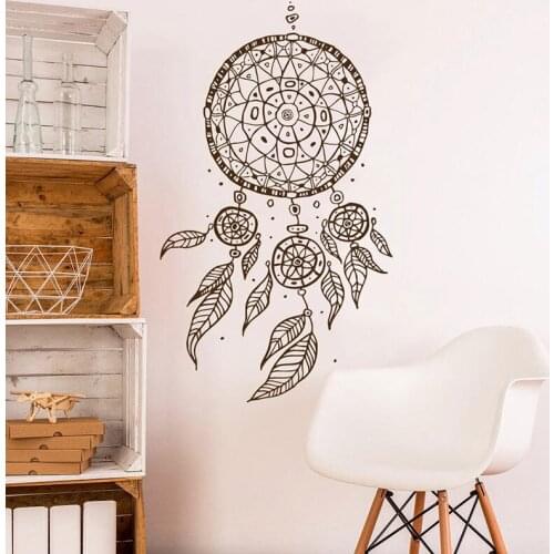 Creative Native American Boho Bohemian Indians Feather Wall Sticker Home Decor Bedroom Dorm Nursery Decals Mural Wallpaper S035