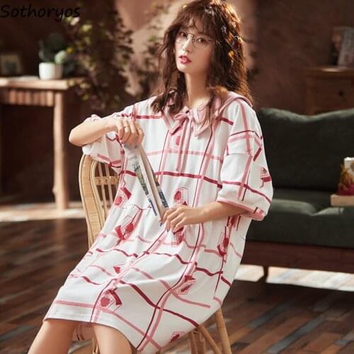Nightgowns Women Kawaii Sweet Ulzzang Sleepshirts Womens Oversize Chic Fashion Cartoon Nightwear Ruffles Loose Leisure Harajuku