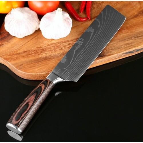 New Style 7''Japan Santoku Chef knife Stainless Steel Imitate Damascus Pattern Kitchen Knife Utility Knife Vegetable Knife