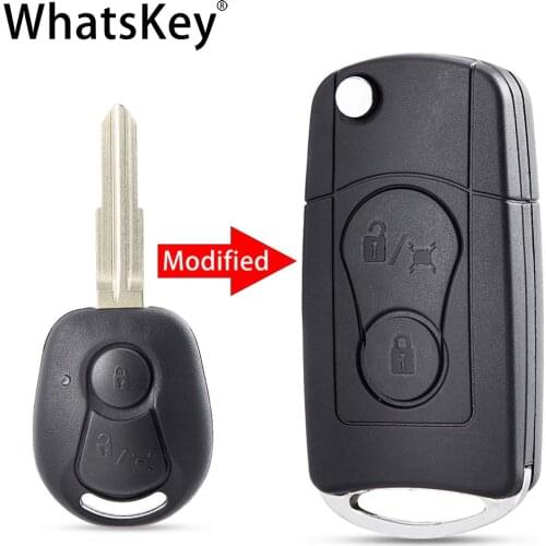 WhatsKey 2 Button Modified Flip Folding Remote Car Key Case shell Replacement For Ssangyong Actyon SUV Kyron Rexton auto housing