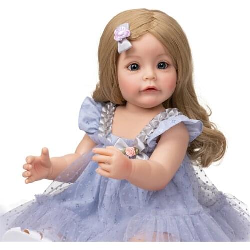55CM FUll body Silicone Reborn Toddler Girl Princess Sue-Sue Hand-detailed Painting waterproof Toy for Girls