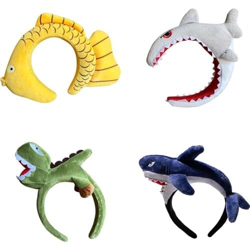 Girls Cute Bear Rabbit Fish Dinosaur Headbands Autumn Winter Women Cartoon Plush Hairpin Children Lovely Hair Bands Hair Clips