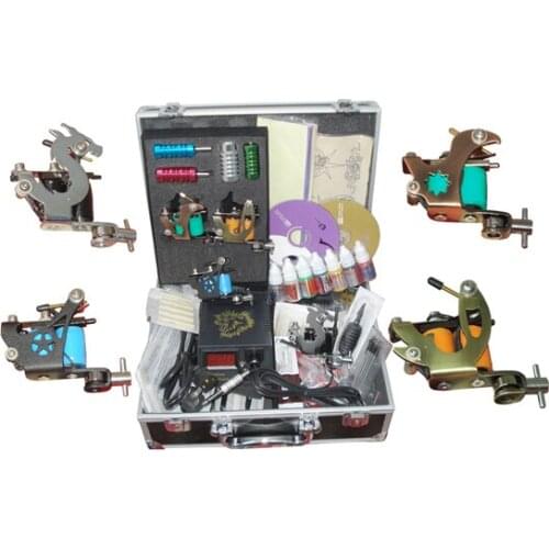 Permanent makeup tattoo supplies 4 digital tattoo machine equipment china professional tattoo machine set