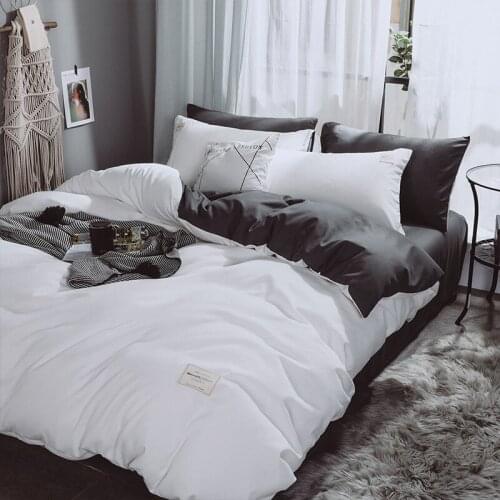 4 pcs Luxury Duvet Cover White and Black Cotton Bedding Set Pillowcase Quilt Cover Bed Sheets King Queen Twin Size Home Textiles