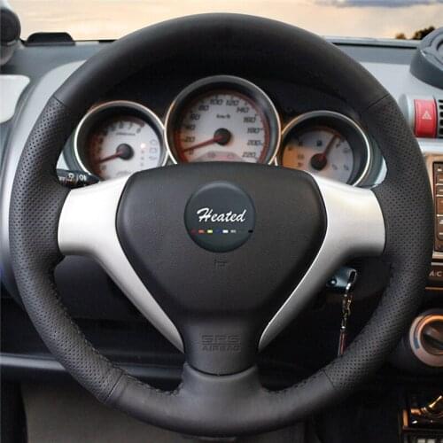 Hand Sewing Microfiber leather Car Steering Wheel Cover for Honda Old City Fit Jazz Braid on the steering wheel Case on stering