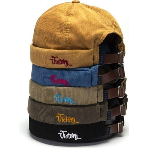 Unisex Skullcap Sailor Hat Cap Beanie Corduroy Hip Hop Rolled Cuff Brimless Black Blue Muiticolor Hat 920-001