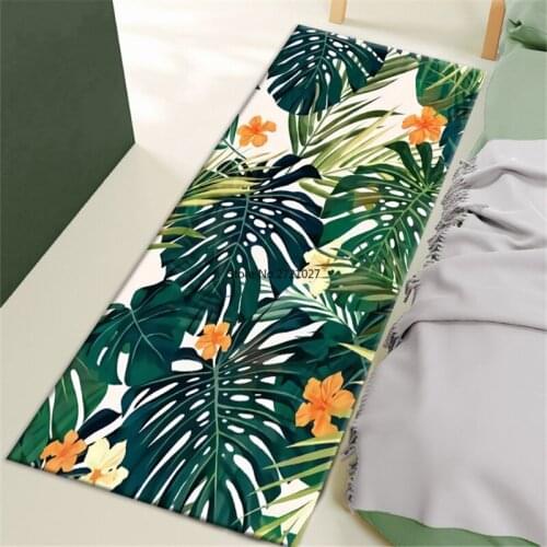 Nordic Tropical Plants Floral Bedside Bedroom Floor Mats Kitchen Floor Non-slip Mat Floor Mats