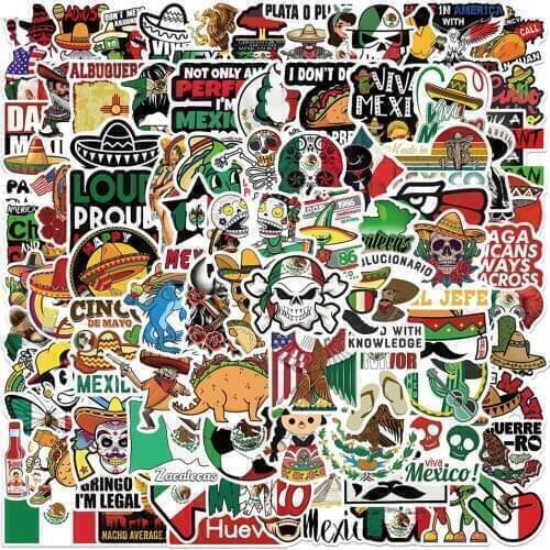 10/30/50/100PCS Personality Mexico Style Cool Graffiti Stickers DIY Skateboard Motorcycle Guitar Fridge Waterproof Decal Sticker
