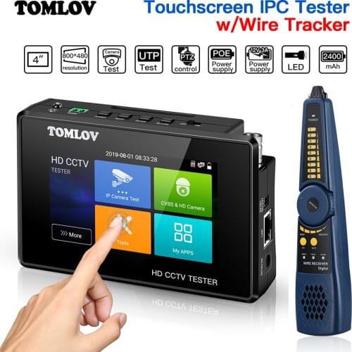 CCTV Tester Monitor TVI CVI AHD CVBS 4K IP Camera ONVIF 4'' Touch Screen Portable Wrist PoE Power Wire Tracker Camera Tester
