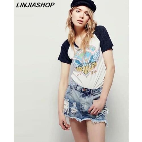 Flattering Vintage Summer White Cotton Tshirt Women Free People Cartoon Eagle Music Designer T-Shirt Girls New Arrivals 2019