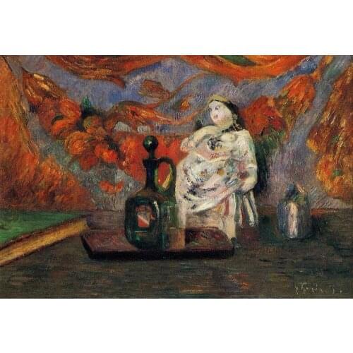 High quality Oil painting Canvas Reproductions Still life with carafe and ceramic figure (1885) by Paul Gauguin hand painted