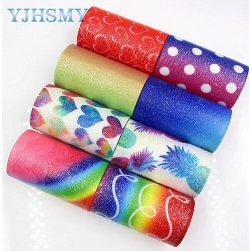 YJHSMY C-171005-603,5 yards,75 mm Flash color Ribbons Thermal transfer Printed grosgrain Wedding Accessories DIY material