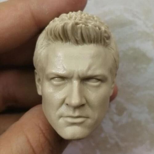 Blank 1/6 Scale Hawkeye Jeremy Renner Head Sculpt Unpainted Fit 12" Figure