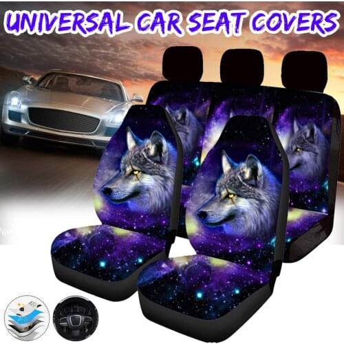 1/7PCS Wolf Pattern Universal Automobiles Seat Covers Dirty-Proof Front Back Seat Cover For BMW VAN etc. with Wheel Cover Set