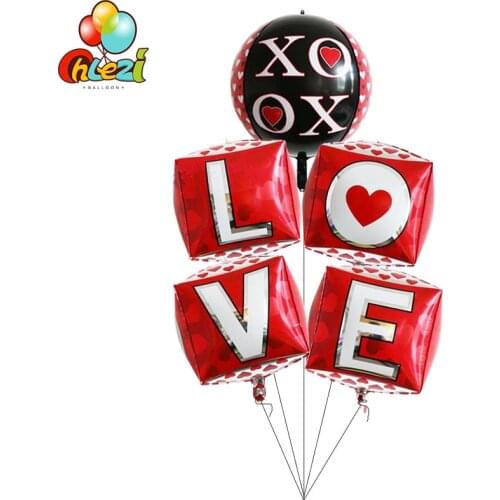 1 pcs 4D XOXO Foil balloons Cube LOVE balloon wedding anniversaire birthday party decorations adult Helium balloon Kids toys