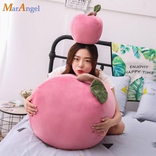1pc 25/40cm Creative Apple Plush Toy Fruits with Leaf Stuffed Doll Huggable Plush Toy Sofa Chair Round Shaped 3D Pillow Gift