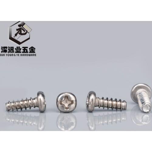 10pcs Cross Recessed Pan Head Flat Tail Self Tapping Screw M2 M3 M3.5 M4M5 Stainless Steel Phillips Round Head Screw Micro Screw