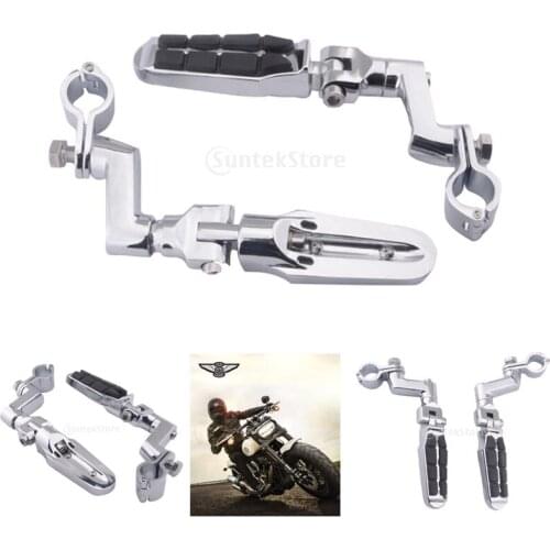 2X Universal Silver Motorcross Racing Bike Cafe Racer Dirt Bike Foot Pegs Mounting Kit Footrests Rear Set Rest Pedals