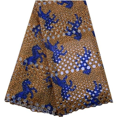 2019 Milk Silk High Quality African Print Water Soluble Lace Swiss Voile Guipure Cord Lace Fabric For Women Dress 5 Yards 1440