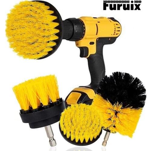3Pcs/Set Electric Scrubber Brush Drill Brush Kit Plastic Round Cleaning Brush for Carpet Glass Car Tires Nylon Brushes
