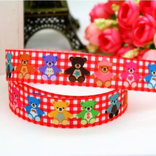 7/8'' Free shipping bear dog cute printed grosgrain ribbon hair bow headwear party decoration wholesale OEM 22mm H5509
