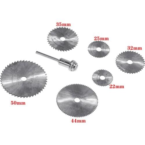 7Pcs HSS Rotary Tools Circular Saw Blades Cutting Discs Mandrel Cutoff Cutter Power Tools For Wood Plastic And Aluminum