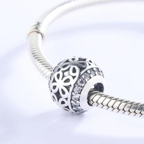 925 Sterling Silver Round Beads Chinese Knot CZ Inlaid With White Zircon Pendant Charm Bracelet DIY Jewelry For Original Pandora