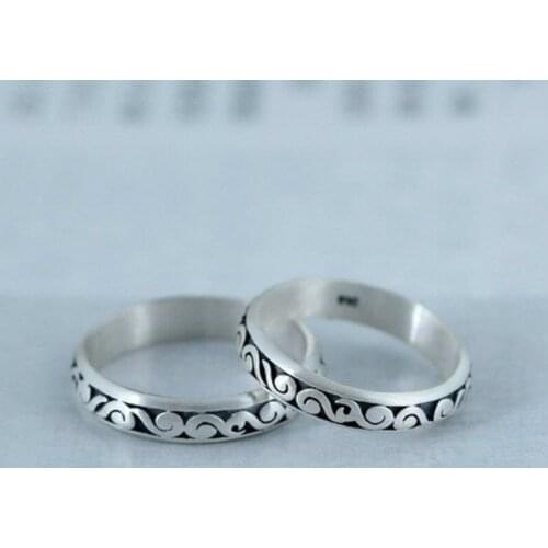 925 Vintage Thai Silver Cloud Engraved Ring Creative Ring Ring Wedding Ring Jewelry for Women Gift Jewelry Ring Wholesale