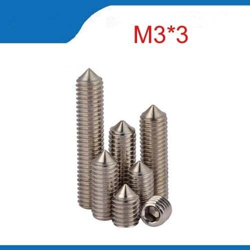 Free shipping high 304 Stainless Steel Tip Head Inner Six Angle Set Screws M3*3