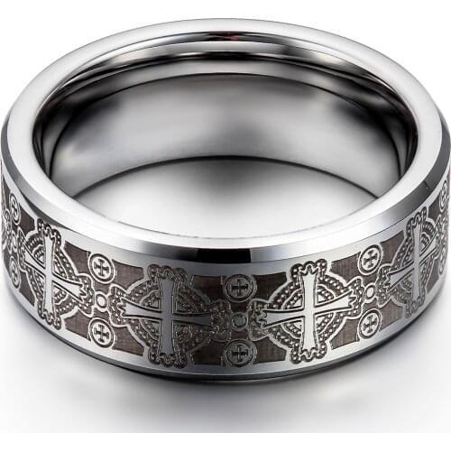BONISKISS Tungsten 2020 Vintage Mens Ring 8mm Cool Gift Jewellry Mans Engrave Wedding Bands anillos hombre Unique Bijoux