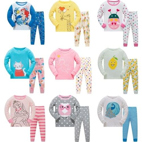 2020 children Autumn Pajamas clothing Set girls Cartoon Sleepwear Suit Set kids long-sleeved+pant 2-piece baby clothes