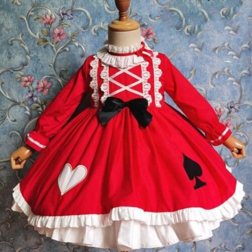 Infant Baby Girls Christmas vintage Spanish Lolita Dress Sweet Cute bow Princess ball gown dress