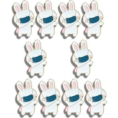 10Pcs/Lot Animal Enamel Brooch Custom Alloy Badge Cute Rabbit Wish Pin For Backpacks Coat Jewelry Gift