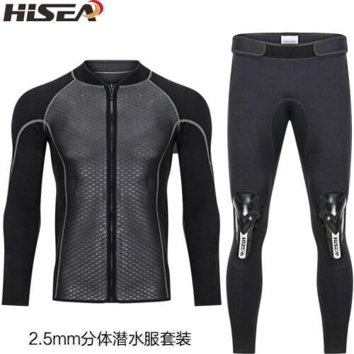 Hisea 2.5MM Neoprene Men Women Wetsuit 2 Piece Couple Diving Suit Top Pants Full Zipper Jacket for Spearfishing Surfing Swimming