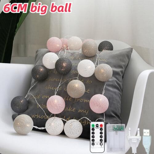 QYJSD New Indoor Cotton Garland Ball Light String for Christmas New Year Holiday Wedding Party Baby Bed Fairy Lighting Decor