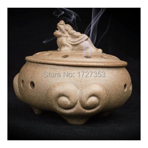 Ceramic incense burner, lucky, disc incense, retro censer, sandalwood incense furnace, tower incensory, caliber 8.5cm