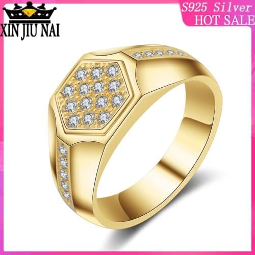 Platinum plated diamond simulation big mens ring wedding couples ring set business mens jewelry