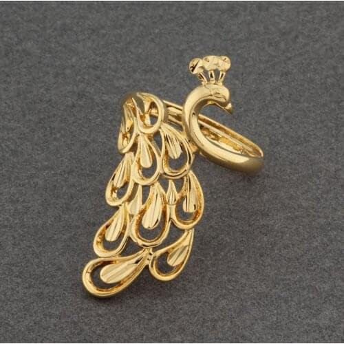 Luxury Gold Color Peacock Shape Design Women Wedding Open Ring Womens Ring Statement Jewelry New Style Ring 2020 trend