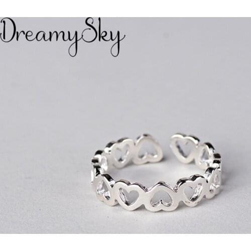 Luxury Korean Fashion Adjustable Heart Rings For Women Jewelry Trendy Girls Antique Ring Anillos