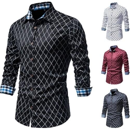 2021 Autumn New Plus Size Simple Black Plaid Shirt Korean Casual Lapel Lazy Style Men Long Sleeved Shirt Tide Free Shipping