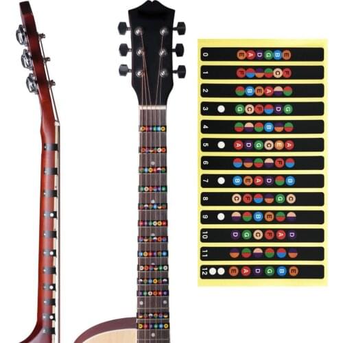 Wholesale 50 pcs SLOZZ Guitar Fretboard Sticker Coded Note Map for Training Learning Beginner Guitar Accessories