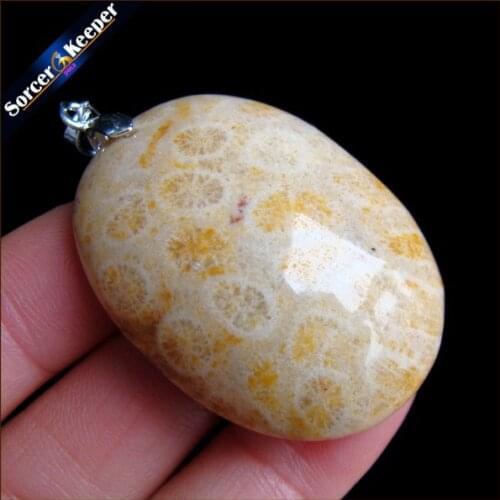 New Trendy Men Bijoux Jewelry Natural Coral Fossil Stone Chrysanthemum Pendant Beads Fit Necklace Gift Leather Choker HS321