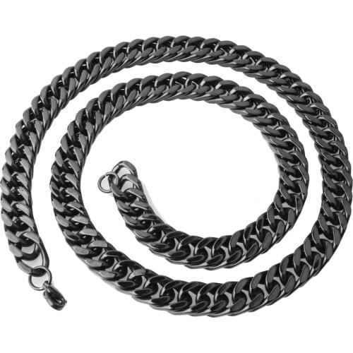 Tiasri 10mm Hip Hop Style Mens Necklace Bracelet High Quality Stainless Steel Choker Cuba Miami Male Chain Collar Link Gift