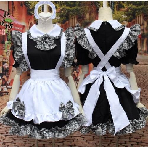 Maid Dress Black and White Apron Dress Lolita Dresses Cafe Cosplay Costume Halloween